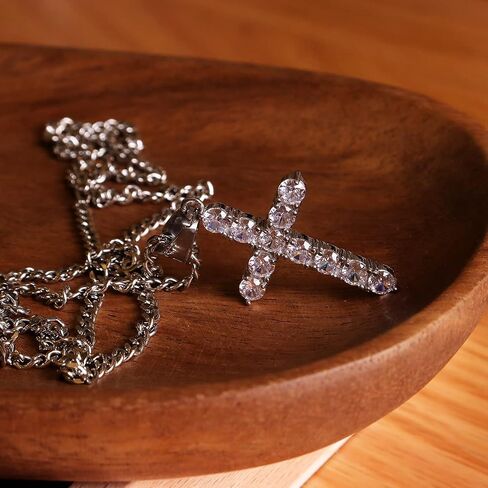 Cross Pendant Necklace for Women Men - Gothic Catholic Christian Costume Cross Jewelry - Delicate Chunky Stainless Steel Hypoallergenic Chain Thanksgiving Christmas Gift in Saudi Arabia