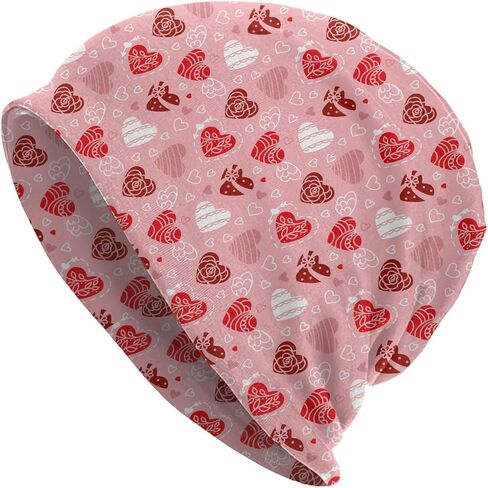 LAIPUTER Valentines Day Beanie Standard Closed Chemo Knitted Hats Baggy Slouchy Skull Cap Cancer Headwear for Women Men in Saudi Arabia