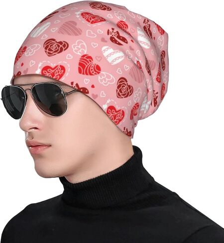 LAIPUTER Valentines Day Beanie Standard Closed Chemo Knitted Hats Baggy Slouchy Skull Cap Cancer Headwear for Women Men in Saudi Arabia