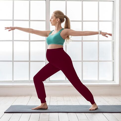 Geyoga 3 Pack Womens Maternity Pants Over The Belly Stretchy Pregnancy Sweatpants Comfy Pregnancy Joggers with Pockets(Black, Dark Grey, Wine Red,X-Large) in Saudi Arabia