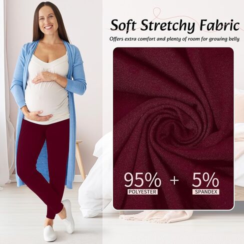 Geyoga 3 Pack Womens Maternity Pants Over The Belly Stretchy Pregnancy Sweatpants Comfy Pregnancy Joggers with Pockets(Black, Dark Grey, Wine Red,X-Large) in Saudi Arabia