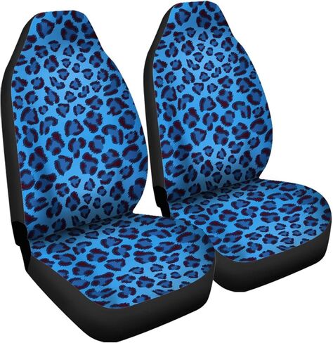 Blue Cheetah Print Set of 2 Car Seat Covers, Thick Breathable Auto Accessories Protector Fits for Car, SUV Sedan, Truck in Kuwait