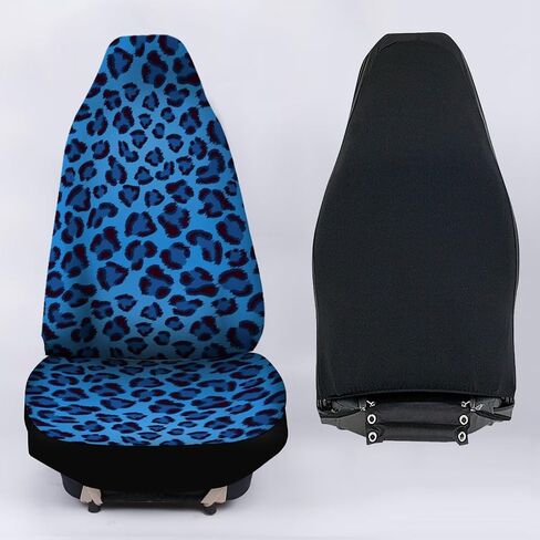 Blue Cheetah Print Set of 2 Car Seat Covers, Thick Breathable Auto Accessories Protector Fits for Car, SUV Sedan, Truck in Kuwait