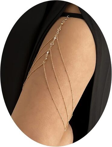 Sexy Simple Rhinestone Leg Chain Crystal Body Chains Bikini Body Accessory Jewelry Summer Beach Stretchy Crystal Thigh Chain Jewelry for Women in Kuwait