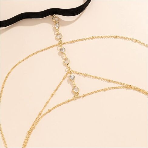 Sexy Simple Rhinestone Leg Chain Crystal Body Chains Bikini Body Accessory Jewelry Summer Beach Stretchy Crystal Thigh Chain Jewelry for Women in Kuwait