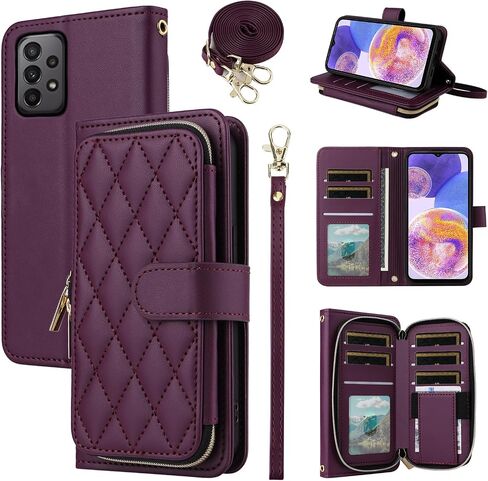Wallet Case for Samsung Galaxy A54 5G with Detachable Wrist Strap 9+ Card Slots Zipper Purse, Luxury PU Leather Stand Full Body Cell Phone Cover for A 54 54A SM A546U 2023 Women Girls Rose Gold in Saudi Arabia