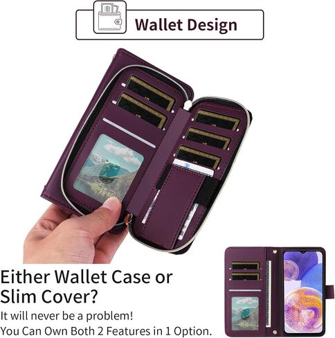Wallet Case for Samsung Galaxy A54 5G with Detachable Wrist Strap 9+ Card Slots Zipper Purse, Luxury PU Leather Stand Full Body Cell Phone Cover for A 54 54A SM A546U 2023 Women Girls Rose Gold in Saudi Arabia