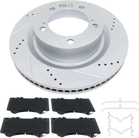 Front Braks and Rotors Kit 31482-1303 Geomet & Drilled Slotted Coated Disc for Toyota Tundra 2007-2021, Sequoia 2008-2022, Land Cruiser 2016-2021, Lexus LX570 2016-2021: 980583 in Saudi Arabia