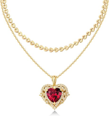 طقم قلائد طبقات ذهبية للنساء | قلادة كوبية مصنوعة يدويًا مطلية بالذهب عيار 14 قيراط من كابل فيجارو على شكل مشبك ورق على شكل قمر صناعي | تشيكوسلوفاكيا القلب الفراشة ساحة الصليب قلادة قلادة مجموعات المجوهرات هدية in Kuwait