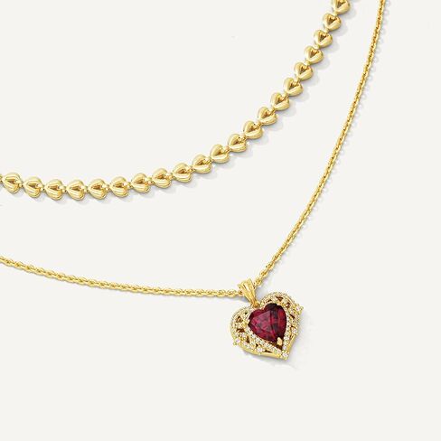 طقم قلائد طبقات ذهبية للنساء | قلادة كوبية مصنوعة يدويًا مطلية بالذهب عيار 14 قيراط من كابل فيجارو على شكل مشبك ورق على شكل قمر صناعي | تشيكوسلوفاكيا القلب الفراشة ساحة الصليب قلادة قلادة مجموعات المجوهرات هدية in Kuwait