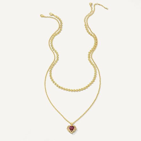 طقم قلائد طبقات ذهبية للنساء | قلادة كوبية مصنوعة يدويًا مطلية بالذهب عيار 14 قيراط من كابل فيجارو على شكل مشبك ورق على شكل قمر صناعي | تشيكوسلوفاكيا القلب الفراشة ساحة الصليب قلادة قلادة مجموعات المجوهرات هدية in Kuwait