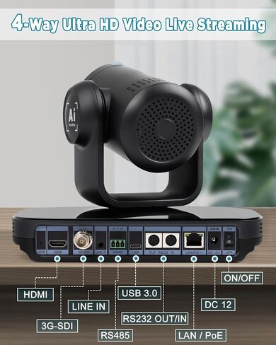 FoMaKo NDI PTZ Camera HDMI 1080P60 AI Auto-Tracking PTZ Camera 20X Optical Zoom, USB3.0 Type-C 3G-SDI HDMI PTZ Camera for Church Worship Education Conference Events, KN20 NDI Camera in Kuwait