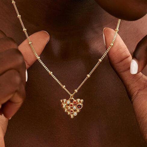 Gold Layered Necklaces Set For Women | 14K Gold Plated Handmade Cuban Link Figaro Cable Satellite Paperclip Chain Choker Necklace | CZ Heart Butterfly Square Cross Pendant Necklace Jewelry Gift Sets in Saudi Arabia