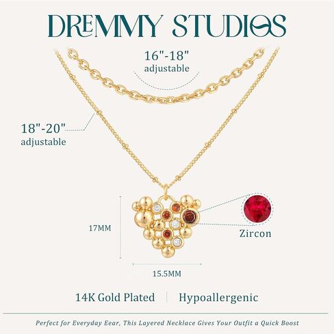 Gold Layered Necklaces Set For Women | 14K Gold Plated Handmade Cuban Link Figaro Cable Satellite Paperclip Chain Choker Necklace | CZ Heart Butterfly Square Cross Pendant Necklace Jewelry Gift Sets in Saudi Arabia