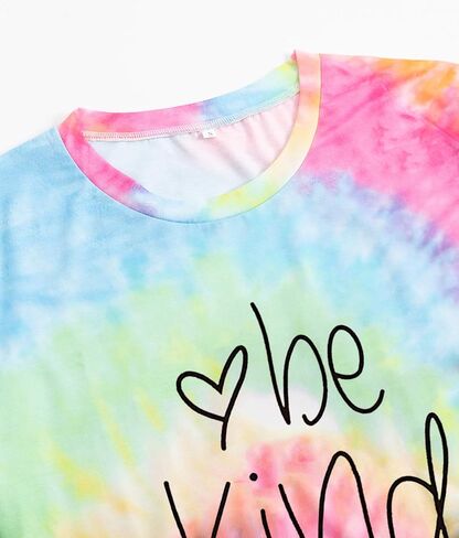 MAIHUN Be Kind Shirt for Women Tie Dye Rainbow T Shirt Inspirational Teacher Tees Tops Blessed Short Sleeve in Kuwait