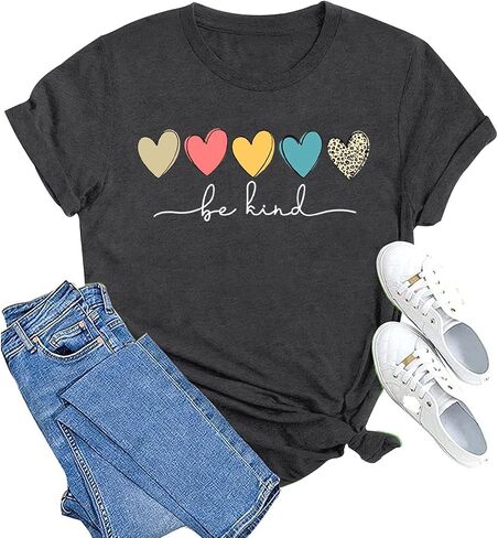 MAIHUN Be Kind Shirt for Women Tie Dye Rainbow T Shirt Inspirational Teacher Tees Tops Blessed Short Sleeve in Kuwait