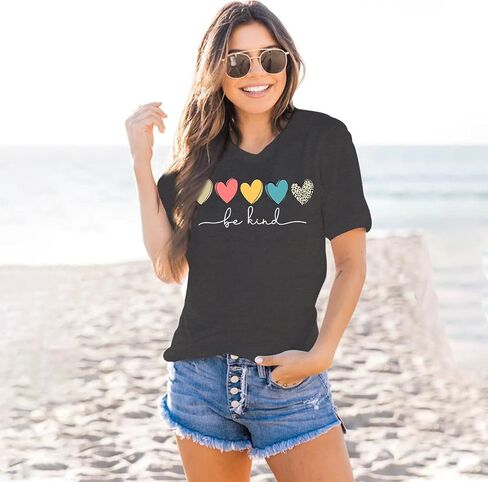 MAIHUN Be Kind Shirt for Women Tie Dye Rainbow T Shirt Inspirational Teacher Tees Tops Blessed Short Sleeve in Kuwait