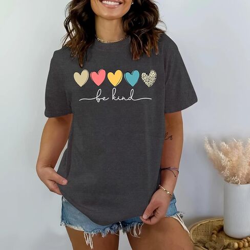 MAIHUN Be Kind Shirt for Women Tie Dye Rainbow T Shirt Inspirational Teacher Tees Tops Blessed Short Sleeve in Kuwait