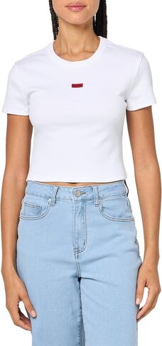 HUGO Women's Small Logo Fitted Crop Tshirt in Kuwait