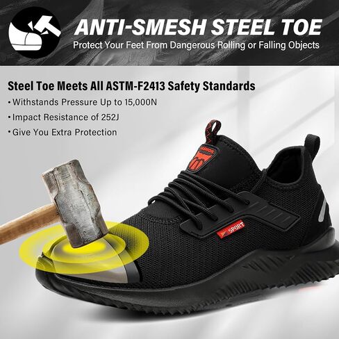 Waterproof Steel Toe Shoes for Men Women Work Shoe Lightweight Safety Sneakers Comfortable Puncture Proof Shoe Zapatos Punta de Acero para Hombres Black in Kuwait