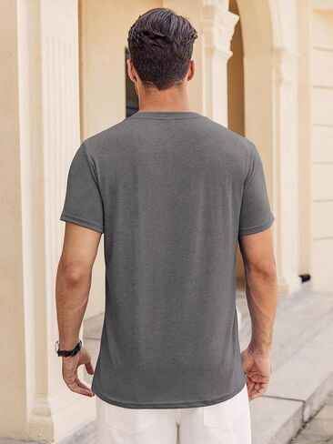 Hardaddy Men's Henley Shirts Short Sleeve Casual Button Up Basic Pocket Tee Shirts in Saudi Arabia