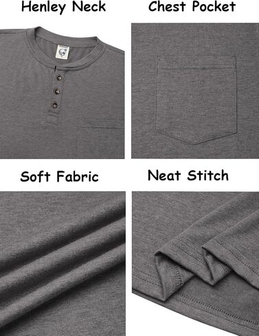 Hardaddy Men's Henley Shirts Short Sleeve Casual Button Up Basic Pocket Tee Shirts in Saudi Arabia