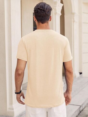 قمصان Henley الرجالية من Hardaddy بأكمام قصيرة كاجوال وأزرار وجيب أساسي in Kuwait