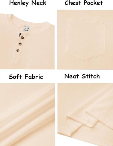 قمصان Henley الرجالية من Hardaddy بأكمام قصيرة كاجوال وأزرار وجيب أساسي in Kuwait