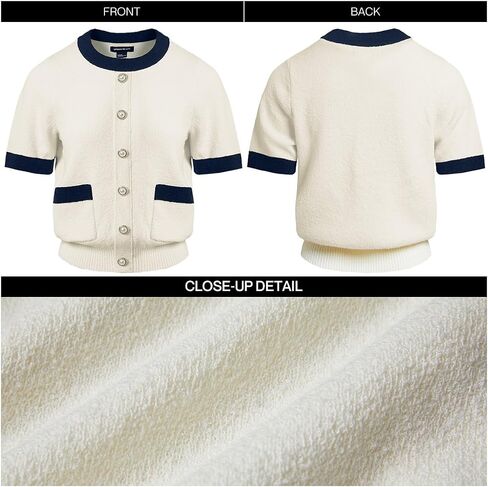 Womens Short Sleeve Sweater Crew Neck Pullover Sweater Casual Lightweight Knit Sweater Tops with Pockets in Saudi Arabia