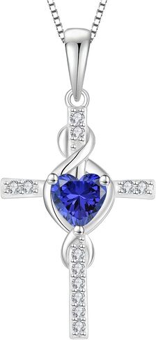 Infinity Cross Necklace 925 Sterling Silver Crucifix Christian Religious Pendant Birthstone Jewelry Gifts for Women in Kuwait