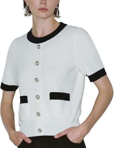 Womens Short Sleeve Sweater Crew Neck Pullover Sweater Casual Lightweight Knit Sweater Tops with Pockets in Saudi Arabia