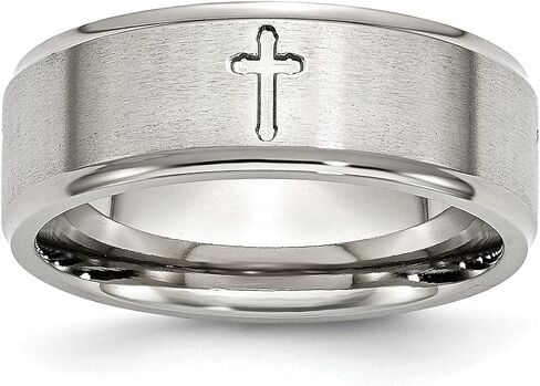 حلقة شريط مصقولة بحافة متقاطعة من الفولاذ المقاوم للصدأ من Lex & Lu Chisel مقاس 8 مم in Kuwait