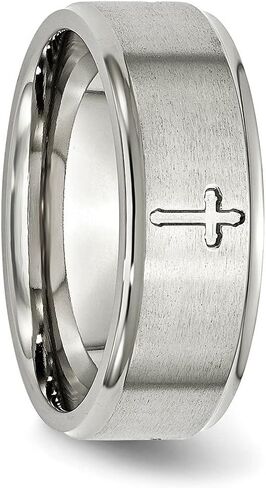 حلقة شريط مصقولة بحافة متقاطعة من الفولاذ المقاوم للصدأ من Lex & Lu Chisel مقاس 8 مم in Kuwait