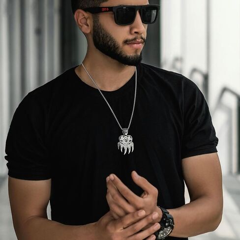 AsAlways Viking Punk Bike Valknut Pendant Nordic Rune Vintage Stainless Steel Necklace for Men in Kuwait