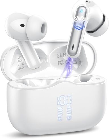 Wireless Earbuds, Bluetooth 5.4 Ear Buds Wireless Bluetooth Earbuds, 40H Playtime Bass Stereo Wireless Headphones In Ear, 4 ENC Mic Bluetooth Earphones, IP7 Waterproof IOS Android Earbuds, Rose Gold in Saudi Arabia