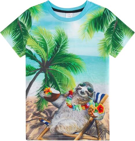 RAISEVERN Boys Girls 3D Graphic Printed T-Shirts Short Sleeve Summer tees for 4-14 Years in Kuwait