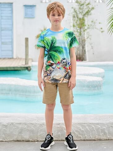 RAISEVERN Boys Girls 3D Graphic Printed T-Shirts Short Sleeve Summer tees for 4-14 Years in Kuwait