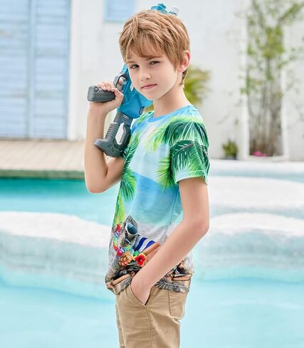 RAISEVERN Boys Girls 3D Graphic Printed T-Shirts Short Sleeve Summer tees for 4-14 Years in Kuwait