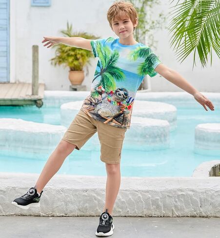 RAISEVERN Boys Girls 3D Graphic Printed T-Shirts Short Sleeve Summer tees for 4-14 Years in Kuwait