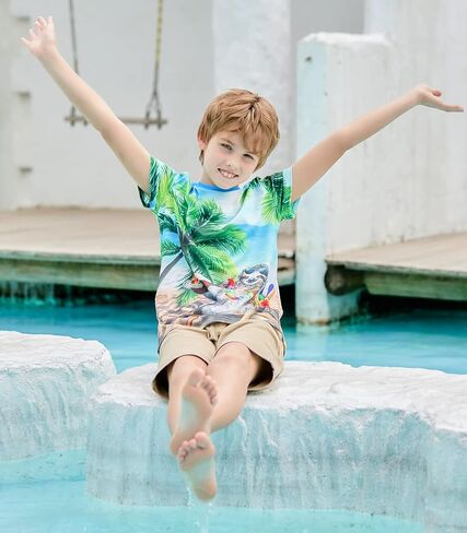 RAISEVERN Boys Girls 3D Graphic Printed T-Shirts Short Sleeve Summer tees for 4-14 Years in Kuwait