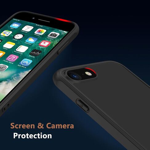 for iPhone 6/6s case/iPhone se case All Black Matte Back Phone Case,Anti Yellowing Cell Phone Cover Rugged Shockproof Protective Bumper (Black, iPhone 6/6s/SE2/se3/8/7) in Saudi Arabia