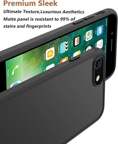 for iPhone 6/6s case/iPhone se case All Black Matte Back Phone Case,Anti Yellowing Cell Phone Cover Rugged Shockproof Protective Bumper (Black, iPhone 6/6s/SE2/se3/8/7) in Saudi Arabia
