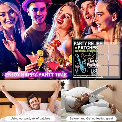 180 Pcs Party Recovery Patches Hang Over Recovery Patch Skin-Friendly Alcohol Flush Patch Wake up Refreshed Secure for Women Men Friends Family Night Weekend Holiday Party Celebration in Kuwait