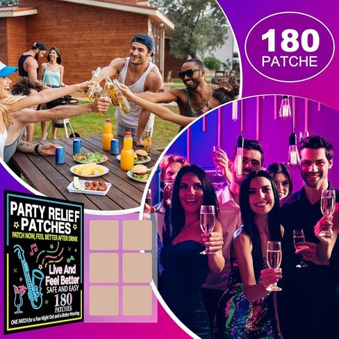 180 Pcs Party Recovery Patches Hang Over Recovery Patch Skin-Friendly Alcohol Flush Patch Wake up Refreshed Secure for Women Men Friends Family Night Weekend Holiday Party Celebration in Kuwait