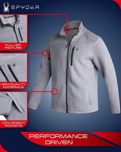 Spyder Mens Fleece Jacket - Soft and Warm Sherpa Bonded Full Zip Up Midweight Outerwear Jackets for Men with UPF30+ (S-XXL) in Kuwait