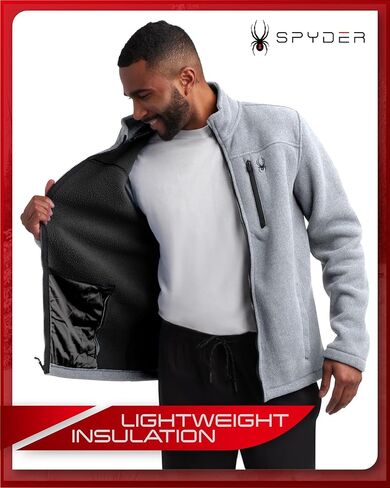 Spyder Mens Fleece Jacket - Soft and Warm Sherpa Bonded Full Zip Up Midweight Outerwear Jackets for Men with UPF30+ (S-XXL) in Kuwait