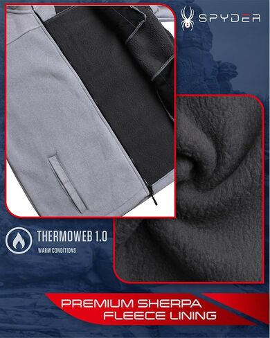 Spyder Mens Fleece Jacket - Soft and Warm Sherpa Bonded Full Zip Up Midweight Outerwear Jackets for Men with UPF30+ (S-XXL) in Kuwait