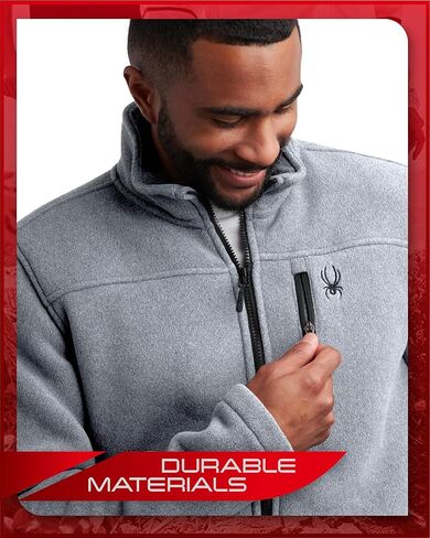 Spyder Mens Fleece Jacket - Soft and Warm Sherpa Bonded Full Zip Up Midweight Outerwear Jackets for Men with UPF30+ (S-XXL) in Kuwait