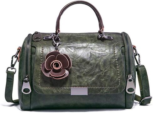Mn&Sue Women's Cylindrical Doctor Style Handbag - Chic PU Leather Top Handle Satchel, Crossbody Purse for Ladies in Kuwait