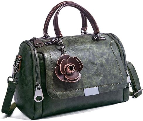 Mn&Sue Women's Cylindrical Doctor Style Handbag - Chic PU Leather Top Handle Satchel, Crossbody Purse for Ladies in Kuwait